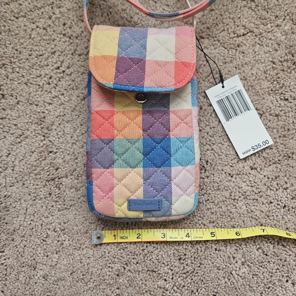 Vera Bradley Carson Cellphone Crossbody bag  the Tropics Plaid Pastels NWT - Picture 2 of 7